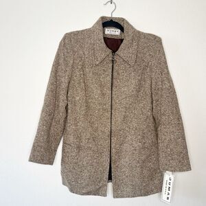 NEW Dumas VTG Tweed Jacket Size 6 Zip Front Fall Y2K Academia Made in USA